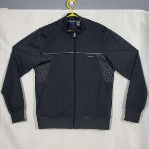 Reebok Gray Full-Zip Performance Jacket with Patterned Sideand Back Panels